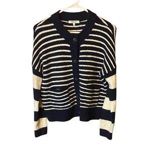 Madewell Navy and Cream Striped Cardigan Size Xs
